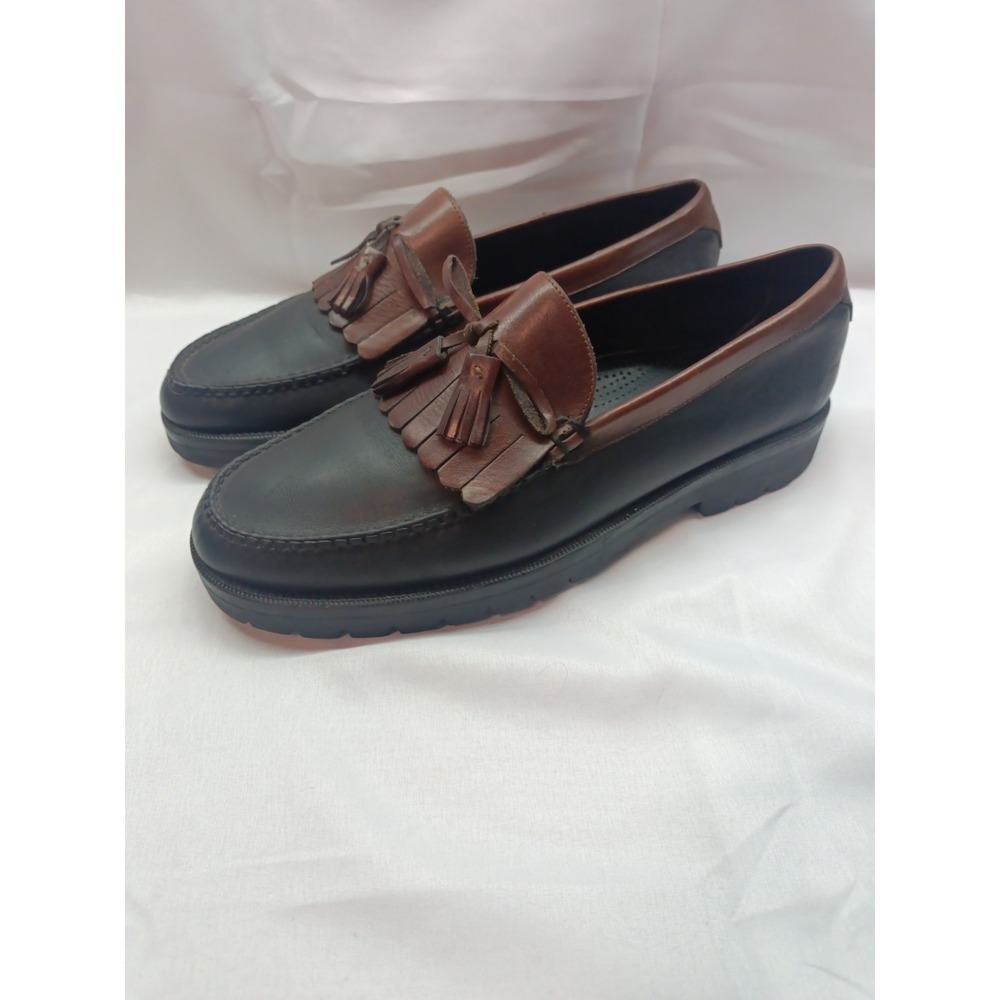 Cole Haan Country Men's Size‎ 11 D Black/Brown Leather Kiltie Slip On Loafers